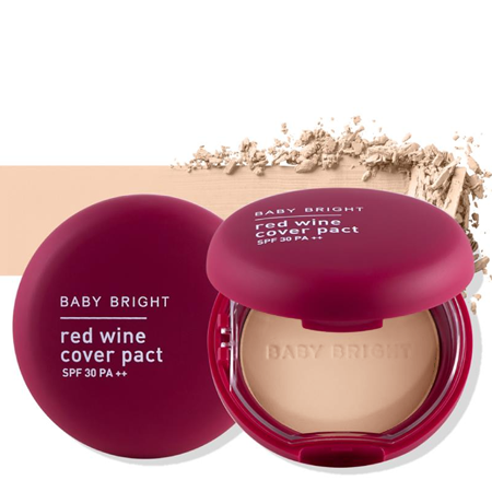 Baby Bright, Baby Bright Red Wine Cover Pact SPF30 PA++, Baby Bright Red Wine Cover Pact SPF30 PA++ รีวิว, Baby Bright Red Wine Cover Pact SPF30 PA++ ราคา, Baby Bright Red Wine Cover Pact SPF30 PA++ 6.5 g., Baby Bright Red Wine Cover Pact SPF30 PA++ 6.5 g. #21 Light Beige, Baby Bright Red Wine Cover Pact SPF30 PA++ 6.5 g. #21 Light Beige แป้งไวน์แดงผสมรองพื้น เนื้อแป้งเนียนละเอียด เบาบาง แต่ปกปิดได้อย่างดีเยี่ยม