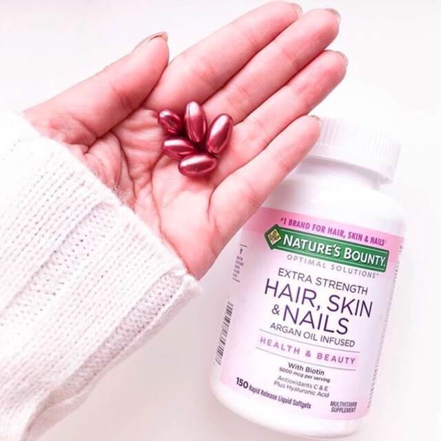 Nature's Bounty Optimal Solutions Extra Strength Hair Skin & Nails 250 Softgels,วิตามินบำรุง ผิว ผม เล็บ