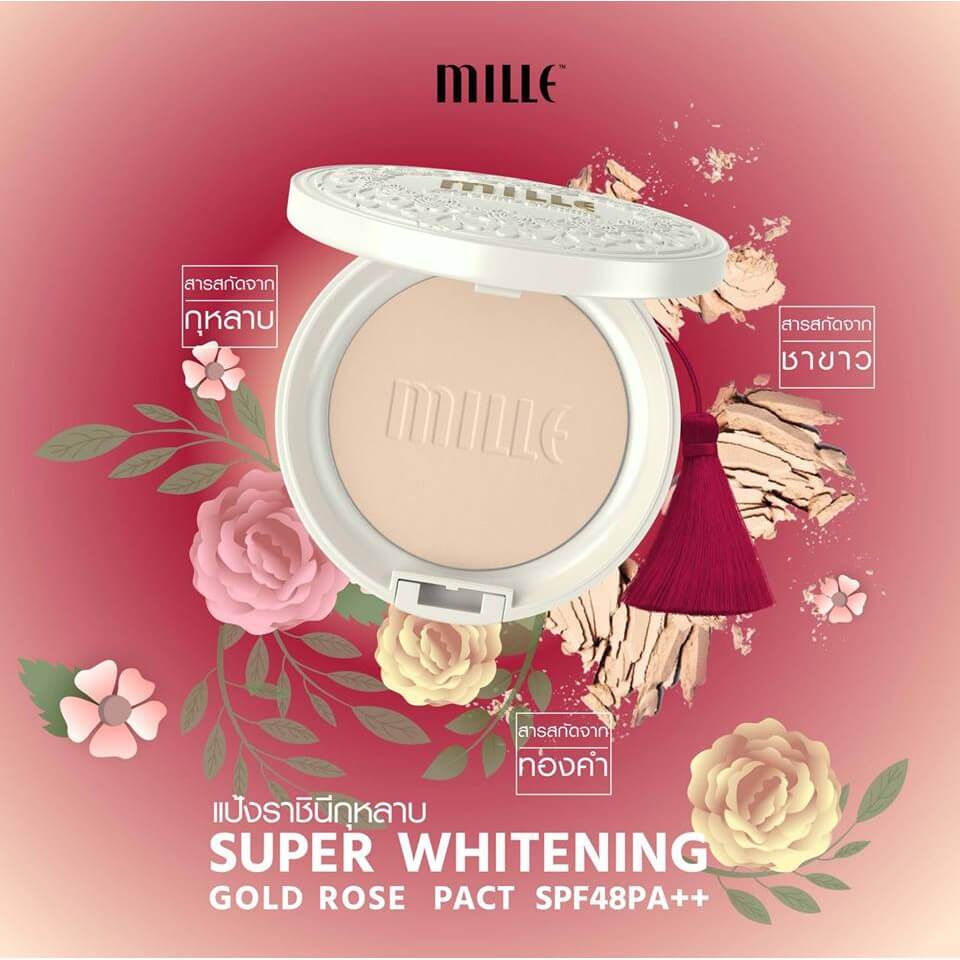 Mille Super Whitening Gold Rose Pact 