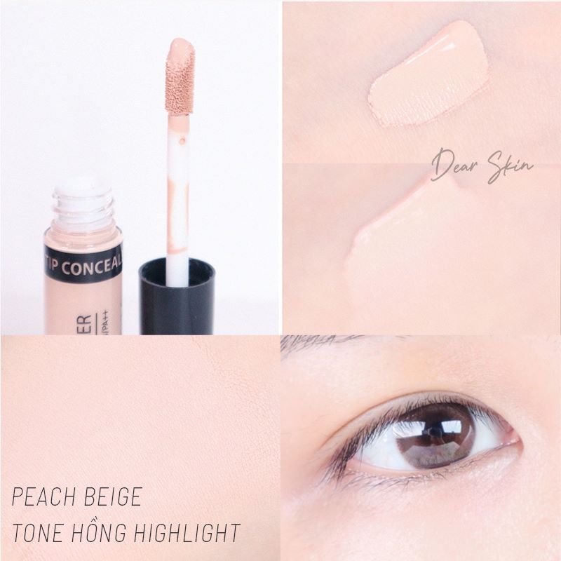 The Saem Cover Tip Concealer SPF28 PA++ 6.5ml #Peach beige , The Saem , the saem ซื้อที่ไหน , The Saem Concealer รีวิว ,the saem concealer เฉดสี